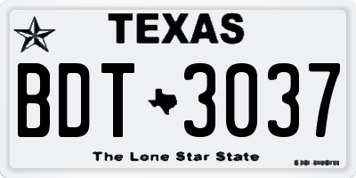 TX license plate BDT3037