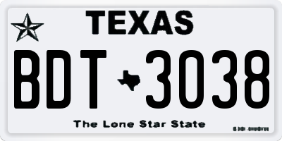 TX license plate BDT3038