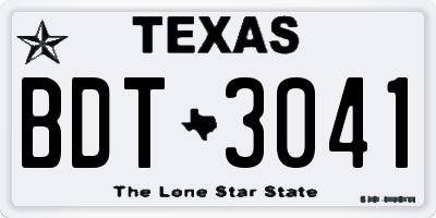 TX license plate BDT3041