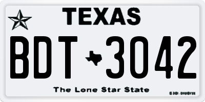 TX license plate BDT3042