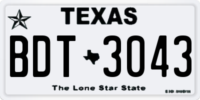 TX license plate BDT3043