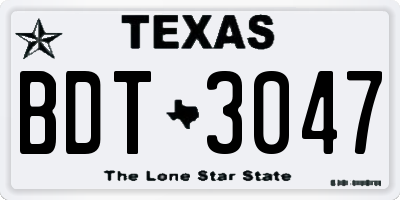 TX license plate BDT3047