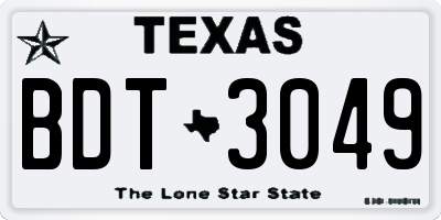 TX license plate BDT3049