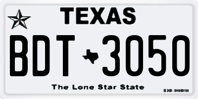 TX license plate BDT3050