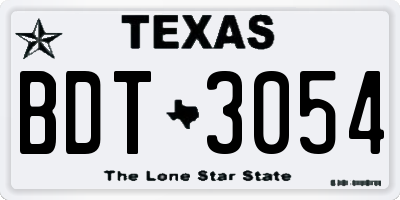 TX license plate BDT3054