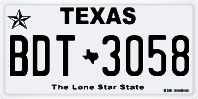 TX license plate BDT3058