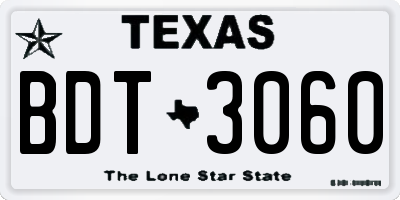 TX license plate BDT3060