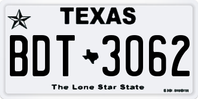 TX license plate BDT3062