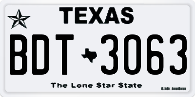 TX license plate BDT3063