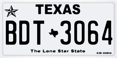 TX license plate BDT3064