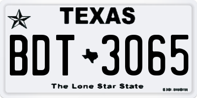 TX license plate BDT3065