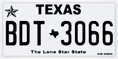 TX license plate BDT3066