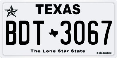 TX license plate BDT3067