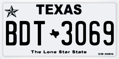 TX license plate BDT3069