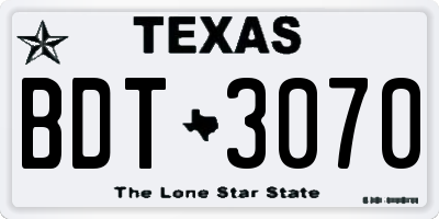 TX license plate BDT3070