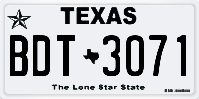 TX license plate BDT3071