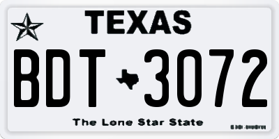 TX license plate BDT3072