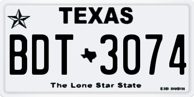 TX license plate BDT3074