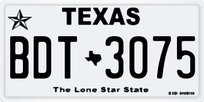 TX license plate BDT3075