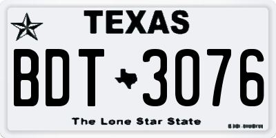 TX license plate BDT3076