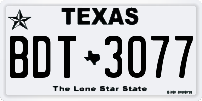 TX license plate BDT3077