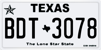 TX license plate BDT3078