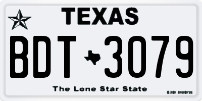 TX license plate BDT3079