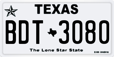 TX license plate BDT3080