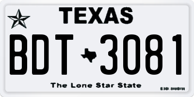 TX license plate BDT3081