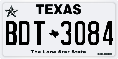 TX license plate BDT3084