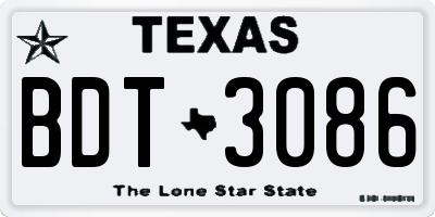 TX license plate BDT3086