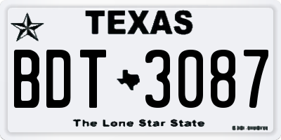 TX license plate BDT3087