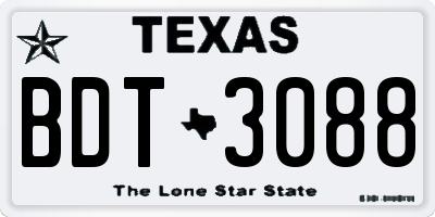 TX license plate BDT3088