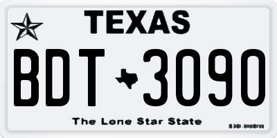 TX license plate BDT3090