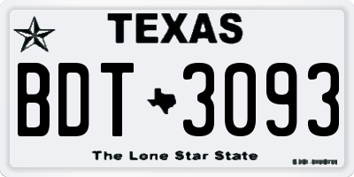 TX license plate BDT3093