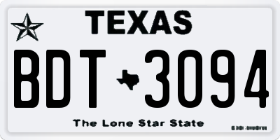 TX license plate BDT3094
