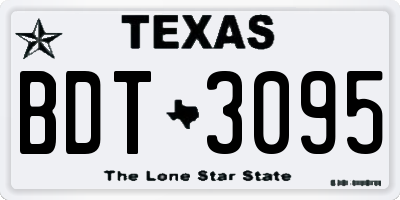 TX license plate BDT3095