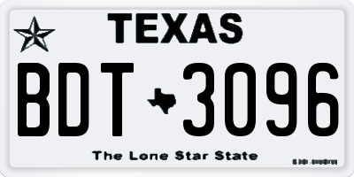 TX license plate BDT3096