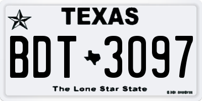 TX license plate BDT3097