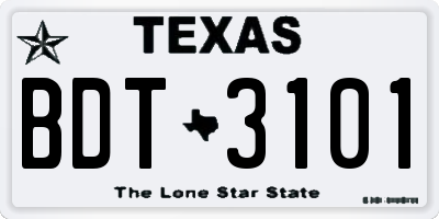 TX license plate BDT3101