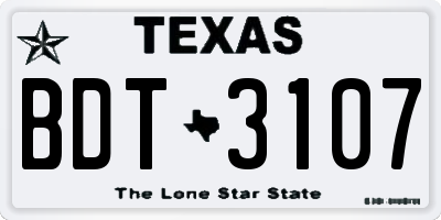 TX license plate BDT3107