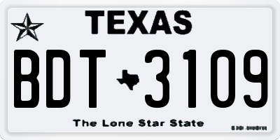 TX license plate BDT3109