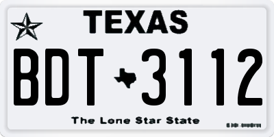 TX license plate BDT3112