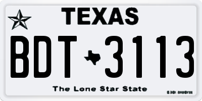 TX license plate BDT3113