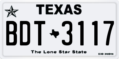 TX license plate BDT3117
