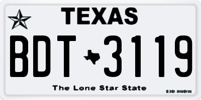 TX license plate BDT3119
