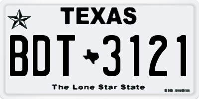 TX license plate BDT3121