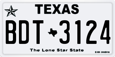 TX license plate BDT3124