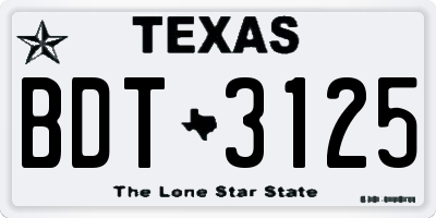 TX license plate BDT3125