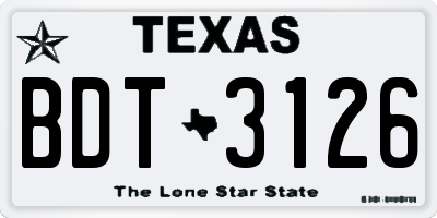 TX license plate BDT3126